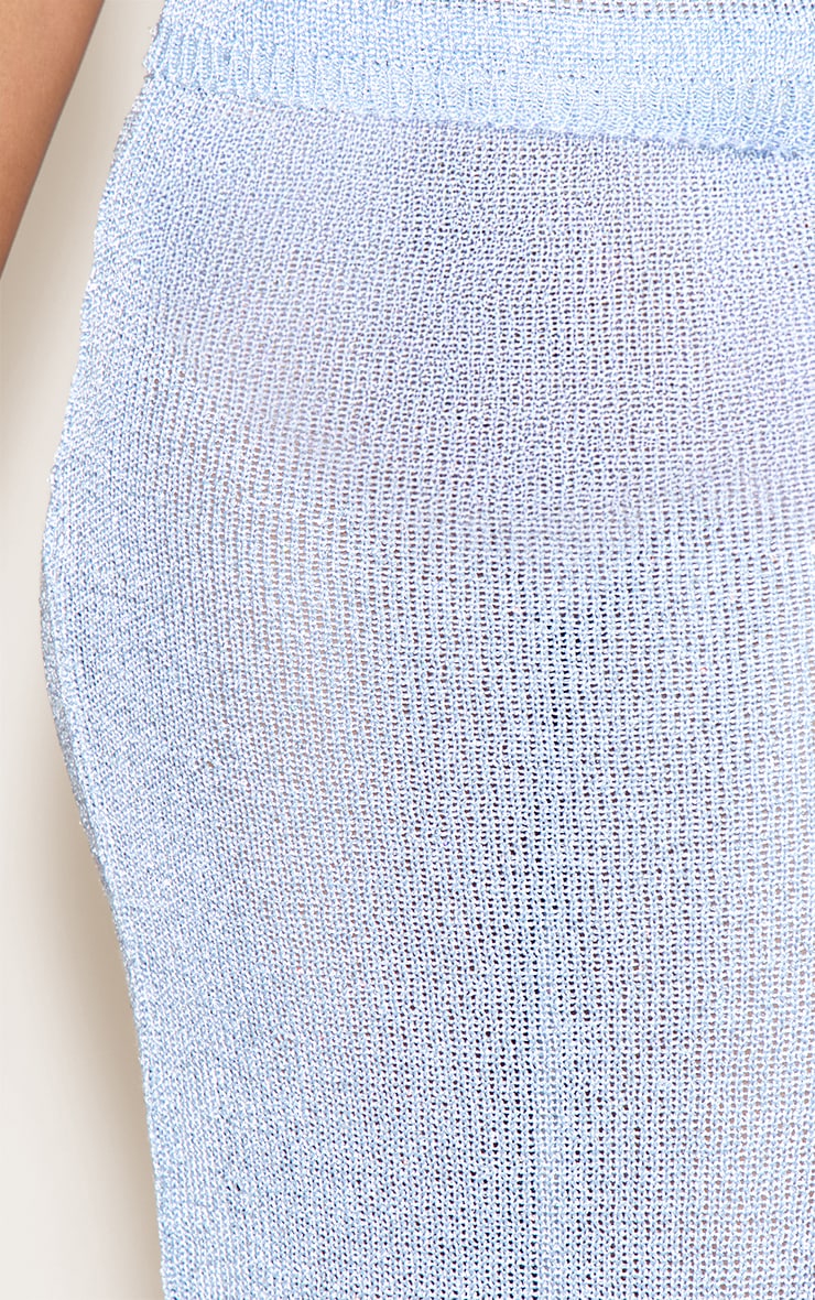 Blue Sequin Knit Maxi Skirt image 4