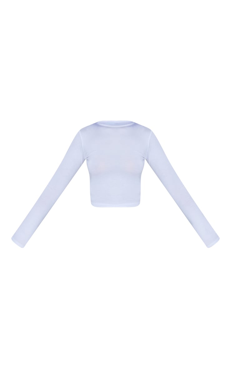 Tall White Long Sleeve Basic Crop Top image 5