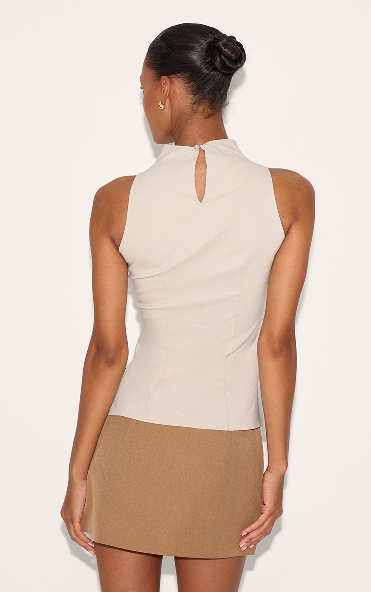 Stone Bengaline High Neck Waist Detail Long Top image 2