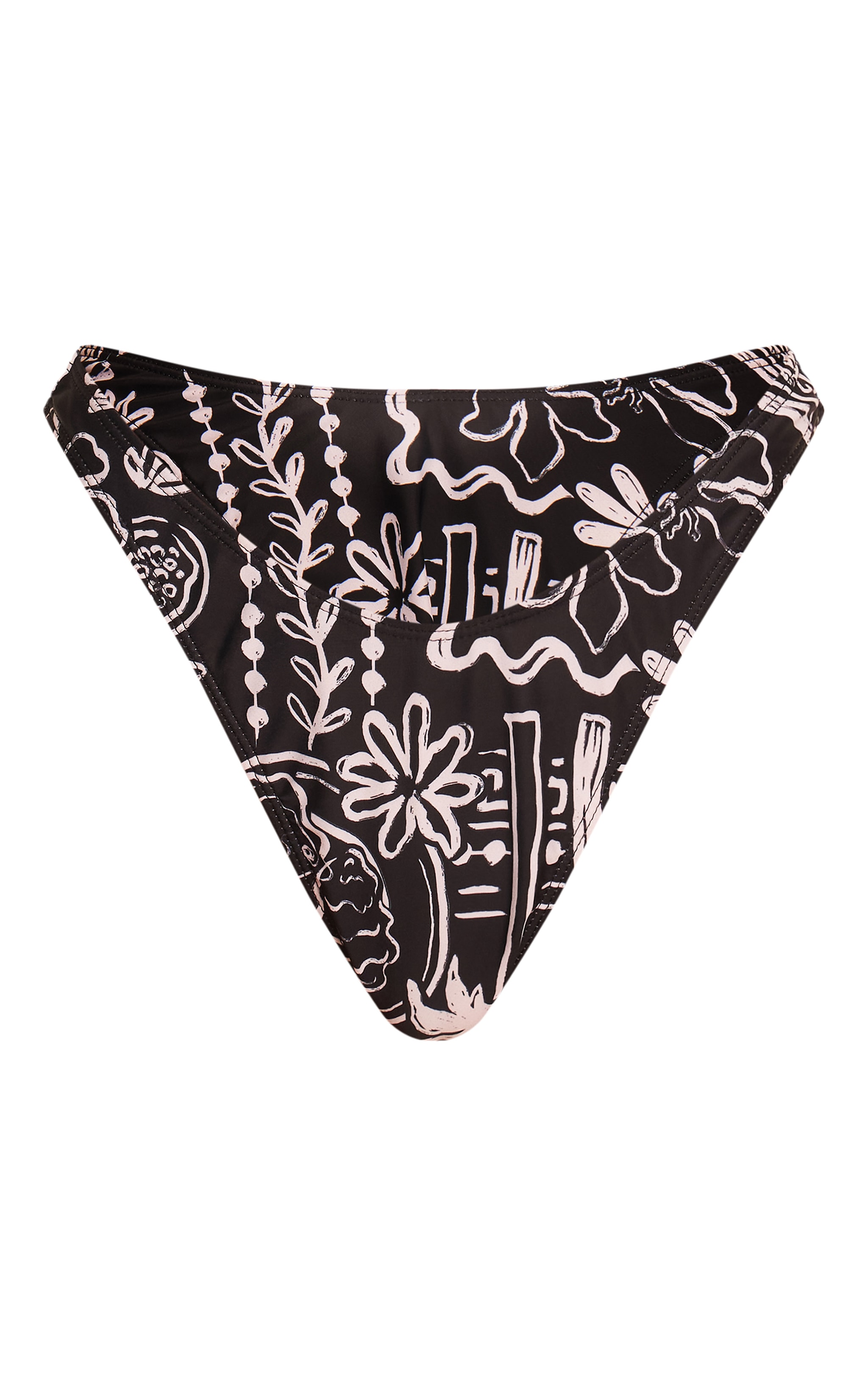 Bas de maillot de bain tanga noir et blanc fleuri image 5