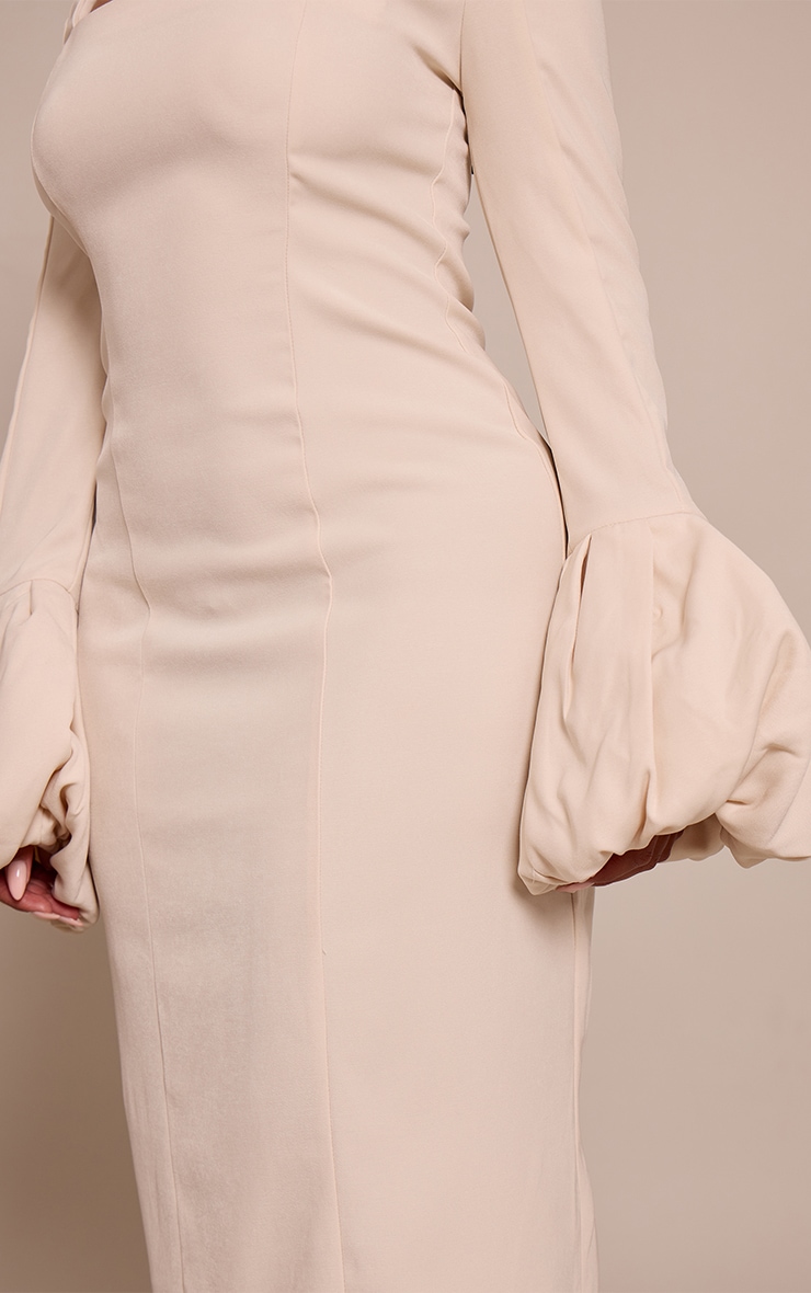 Shape Cream Woven Square Neck Puffball Sleeve maxi Dress image 4