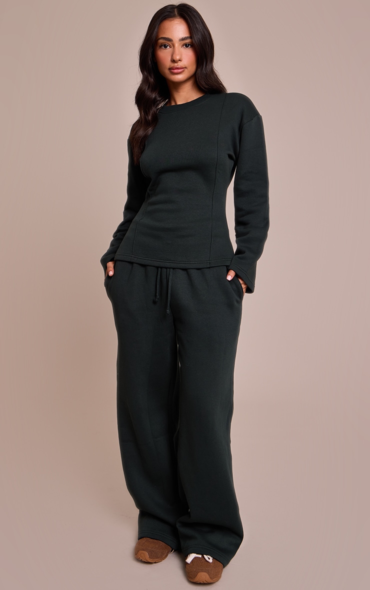 Petite Hunter Green Wide Leg Sweatpant image 1