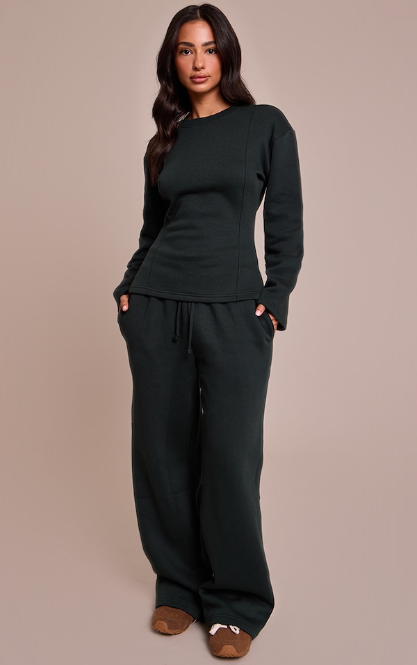 Petite Hunter Green Wide Leg Sweatpant