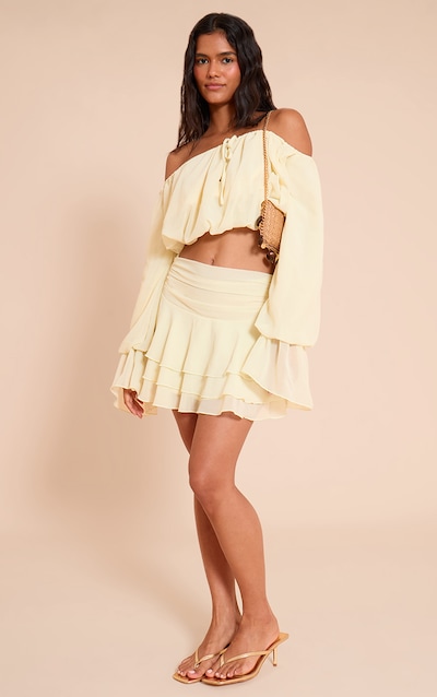 Lemon Chiffon Layered Mini Skirt