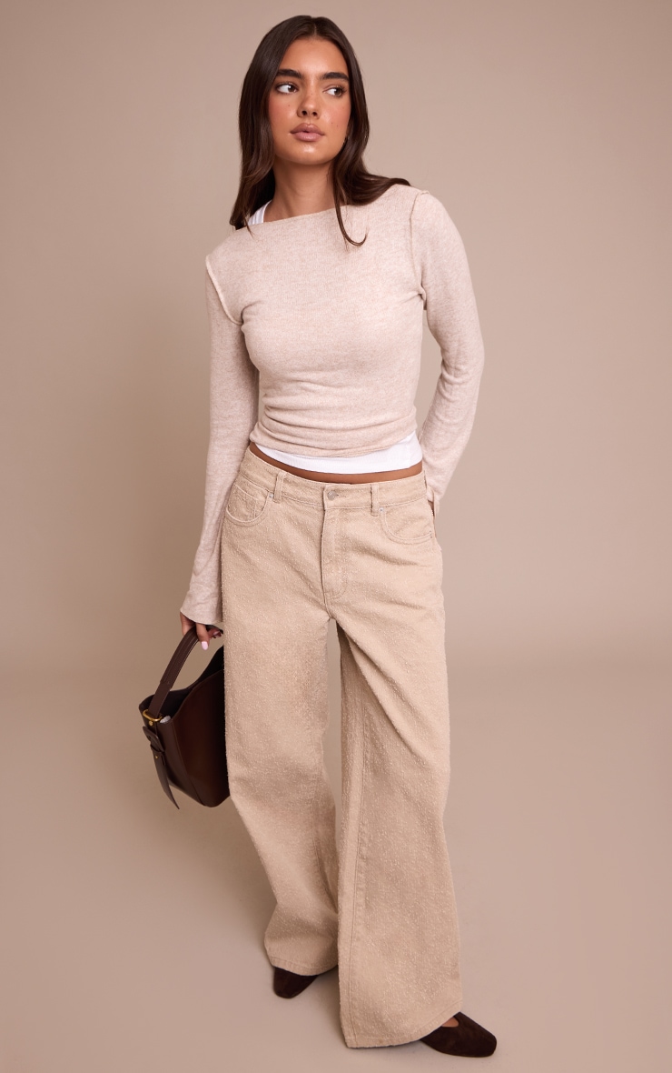 Sand Soft Knit Straight Neck Long Sleeve Top  image 3