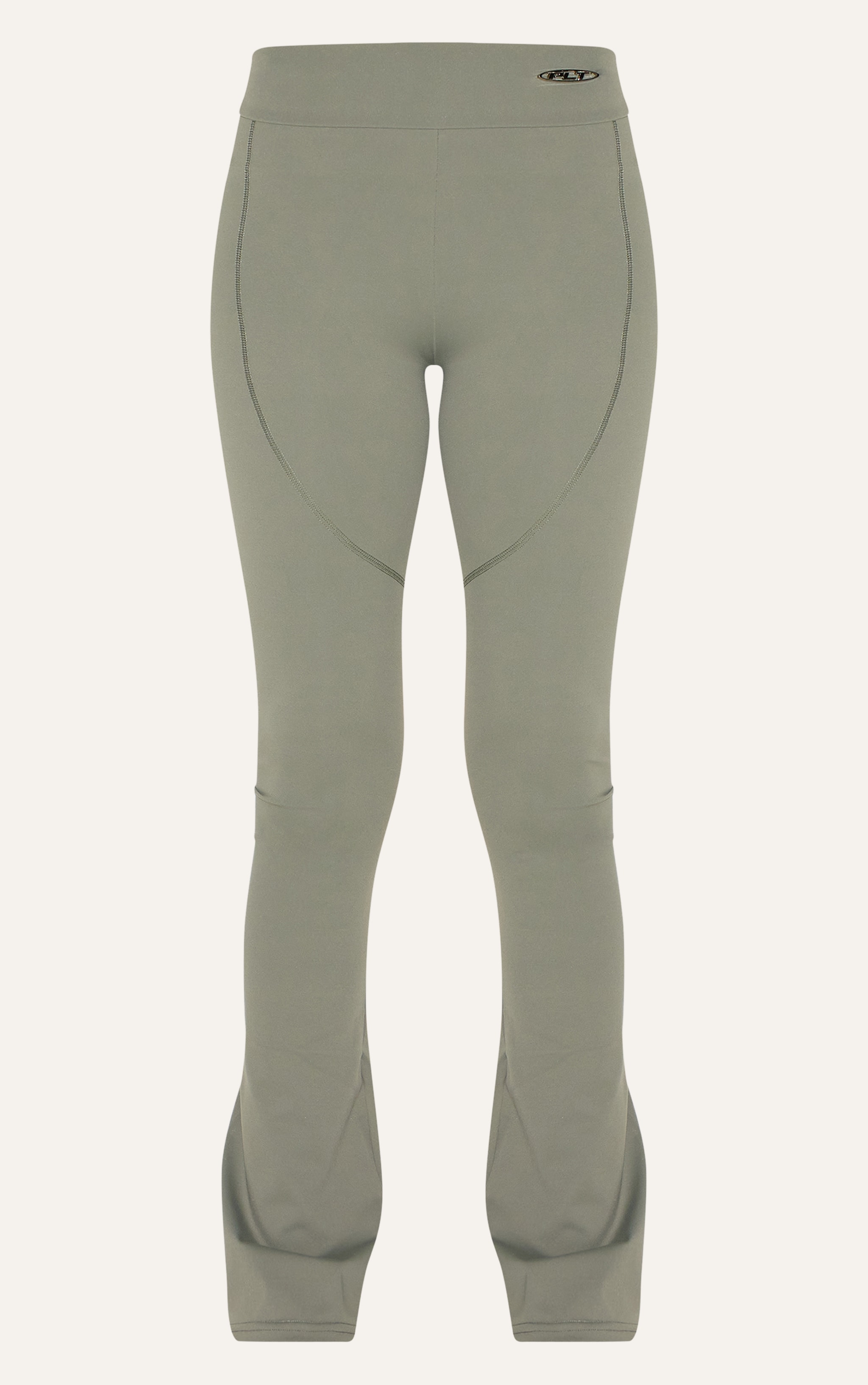 Olive Sport Metal Badge Sculpt High Waist Flare Pants image 5