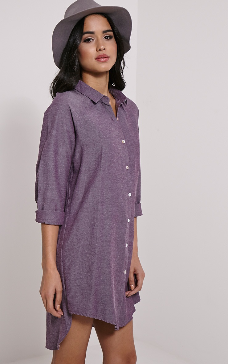 Carina Mauve Oversized Denim Shirt Dress PrettyLittleThing