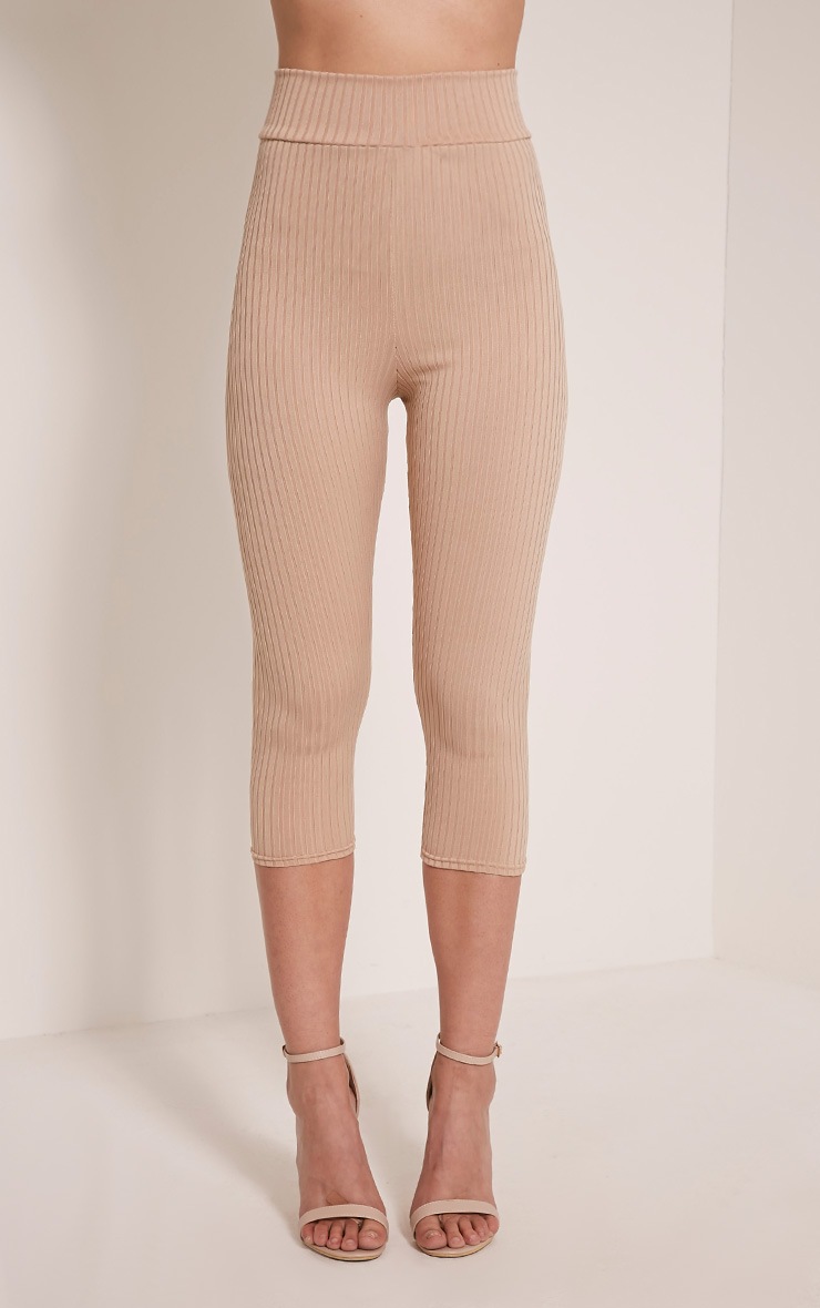 Harlie Stone Cropped Ribbed High Waisted Leggings PrettyLittleThing