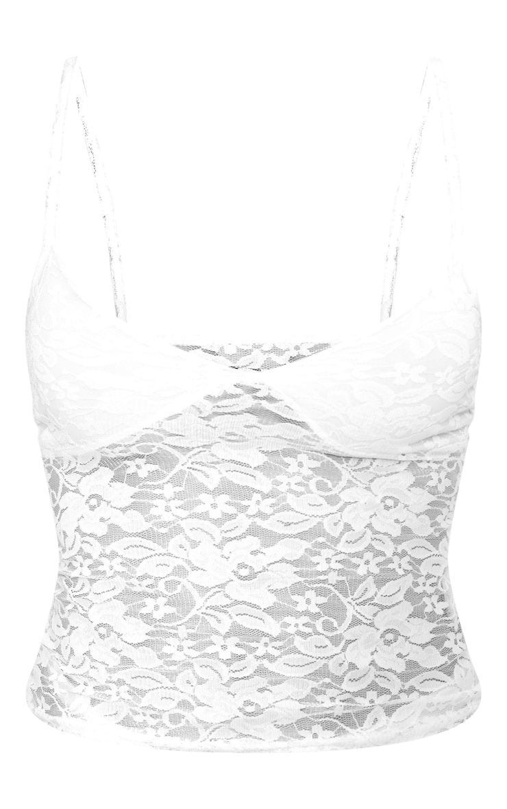 White Lace Metallic Detail Cami Top image 5
