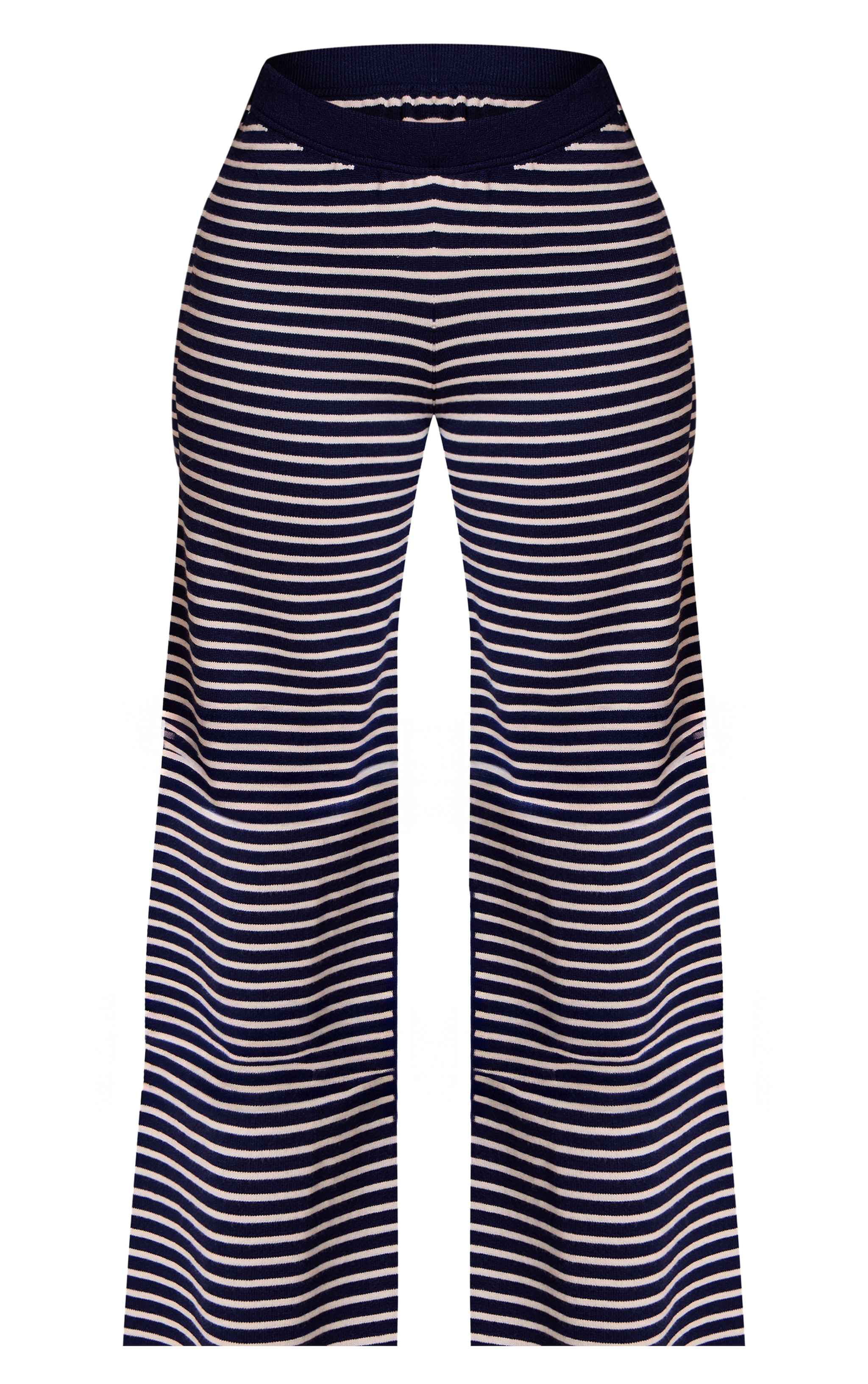 Petite Navy Striped Knitted Pants image 5