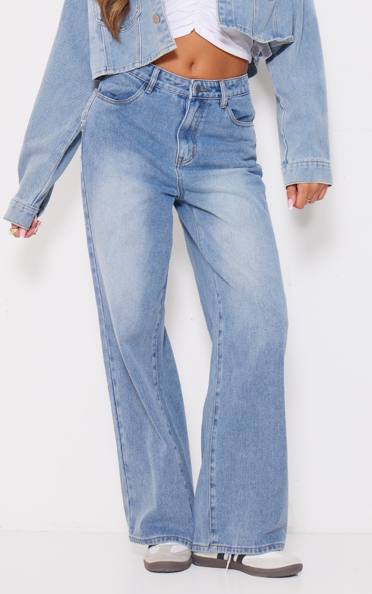 Light Blue Chiffon Heart Pocket Detail Wide Leg Jean image 2