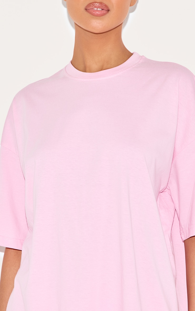 T-shirt oversize en coton rose bonbon à épaules carrées image 4