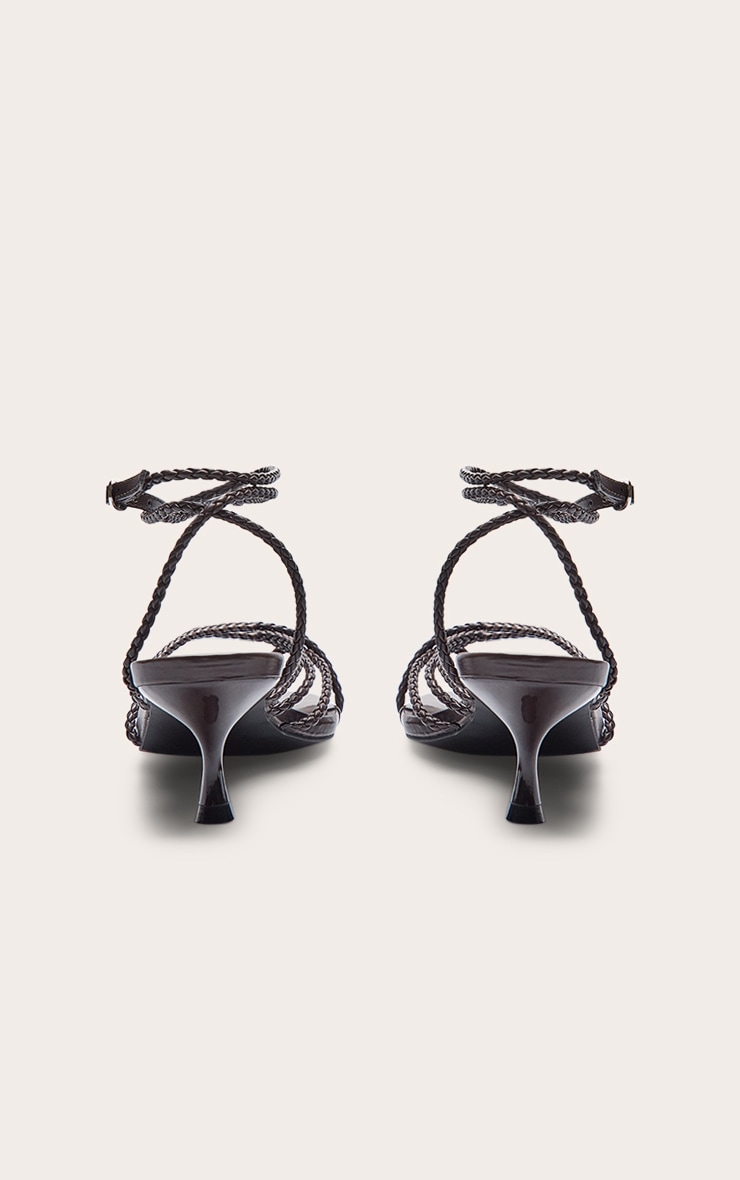 Chocolate Pu Braided Strap Kitten Heel Sandal image 4
