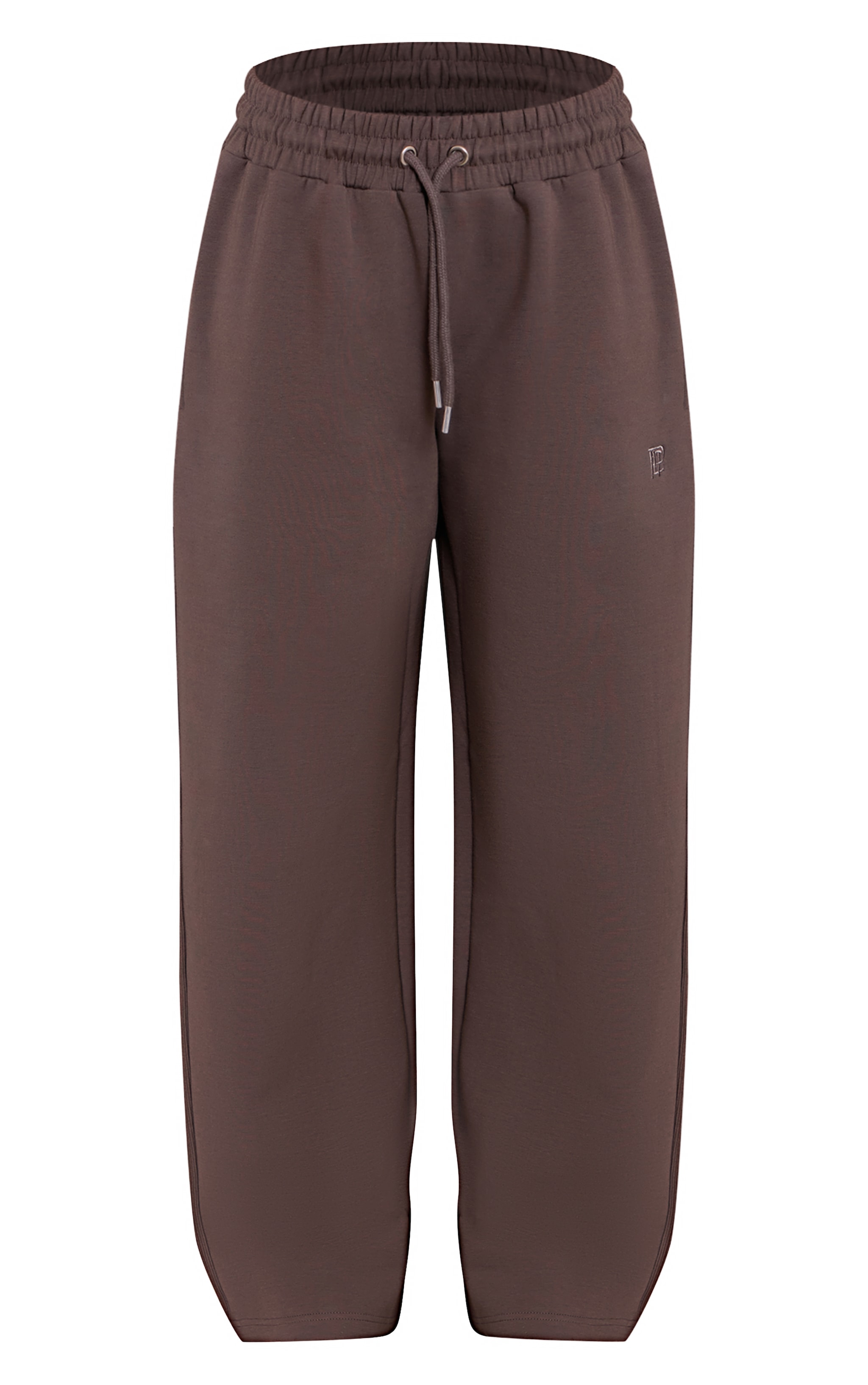 Charcoal Embroidered Interlock Rib Panel Wide Leg Track Pants image 5