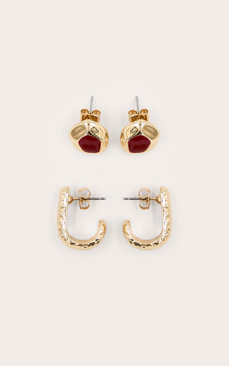Gold Abstract Small Stud Multi-Pack image 3