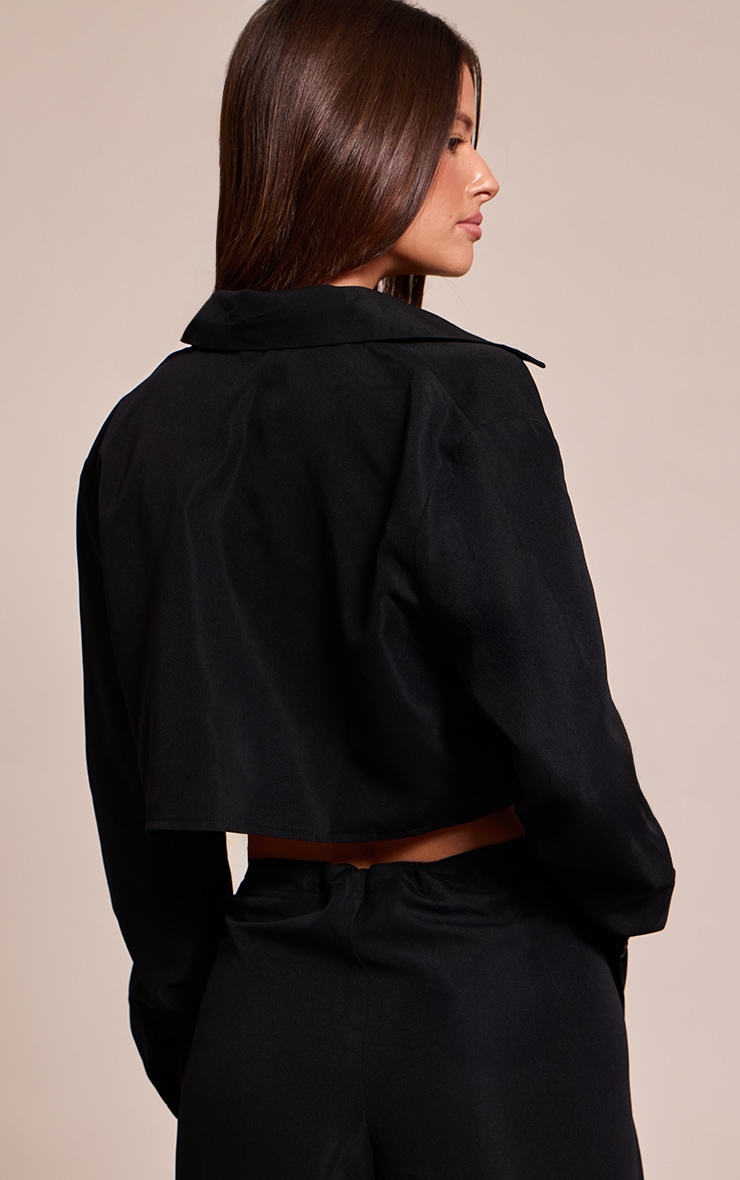 Black Woven Cropped Shirt image 2