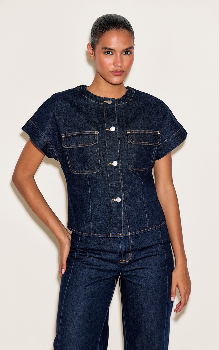 Indigo Seam Detail Wide Leg Jeans image 4