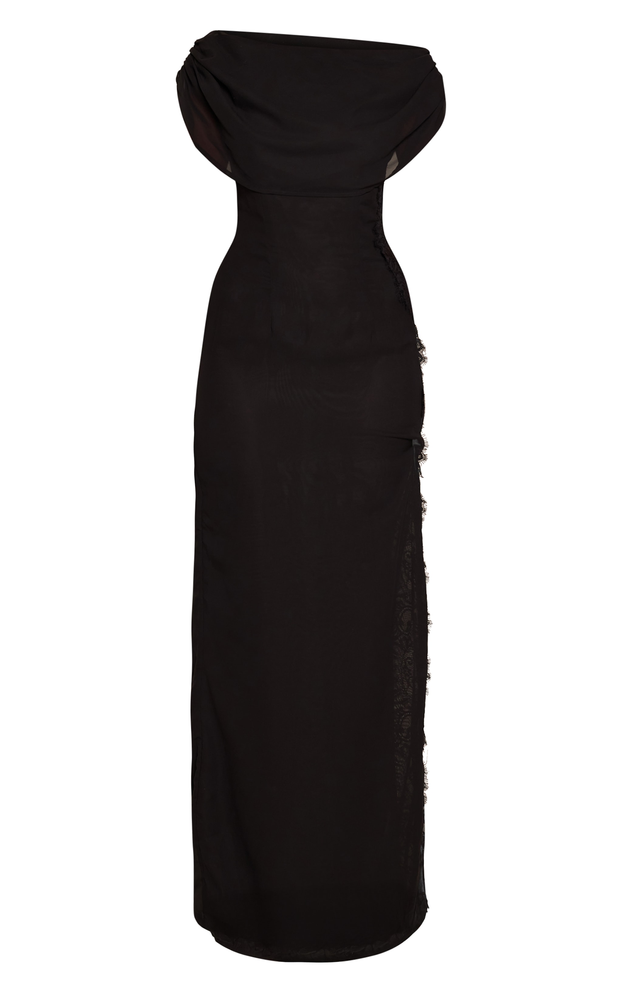 Black Woven Lace Side Detail Maxi Dress image 5