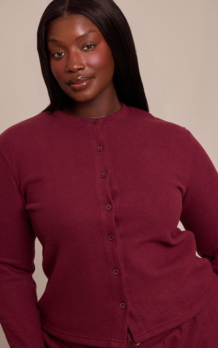 Plus Burgundy Soft Touch Button Down Top image 4