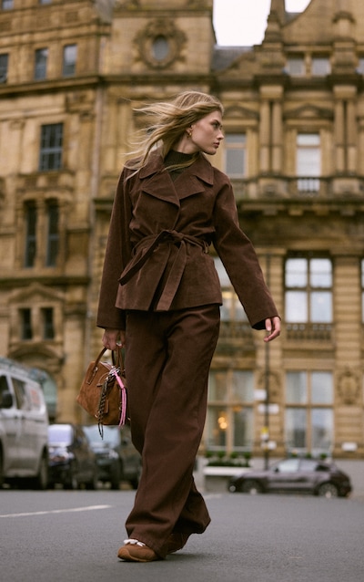 Brown Mid Rise Wide Leg Jeans