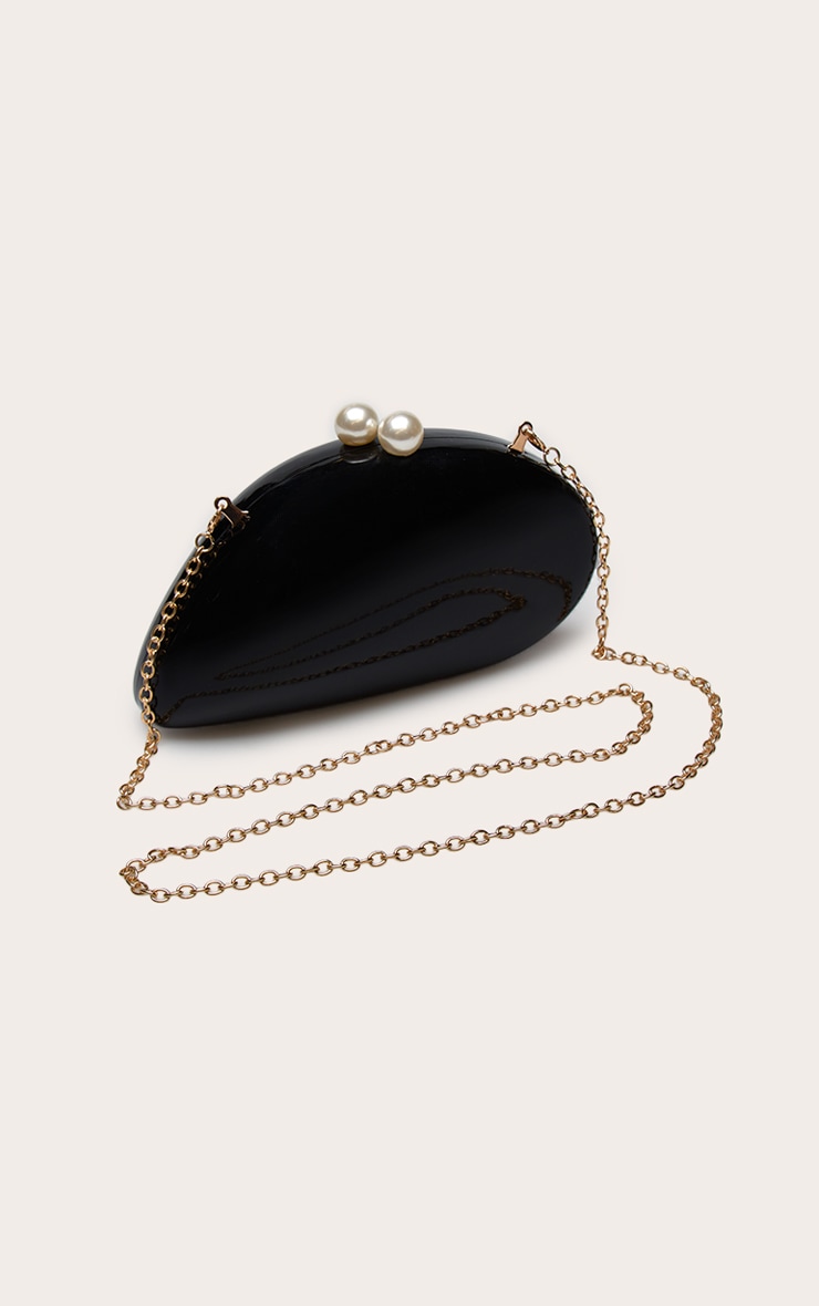 Black Pearl Metallic Pebble Hard Clutch Bag image 3