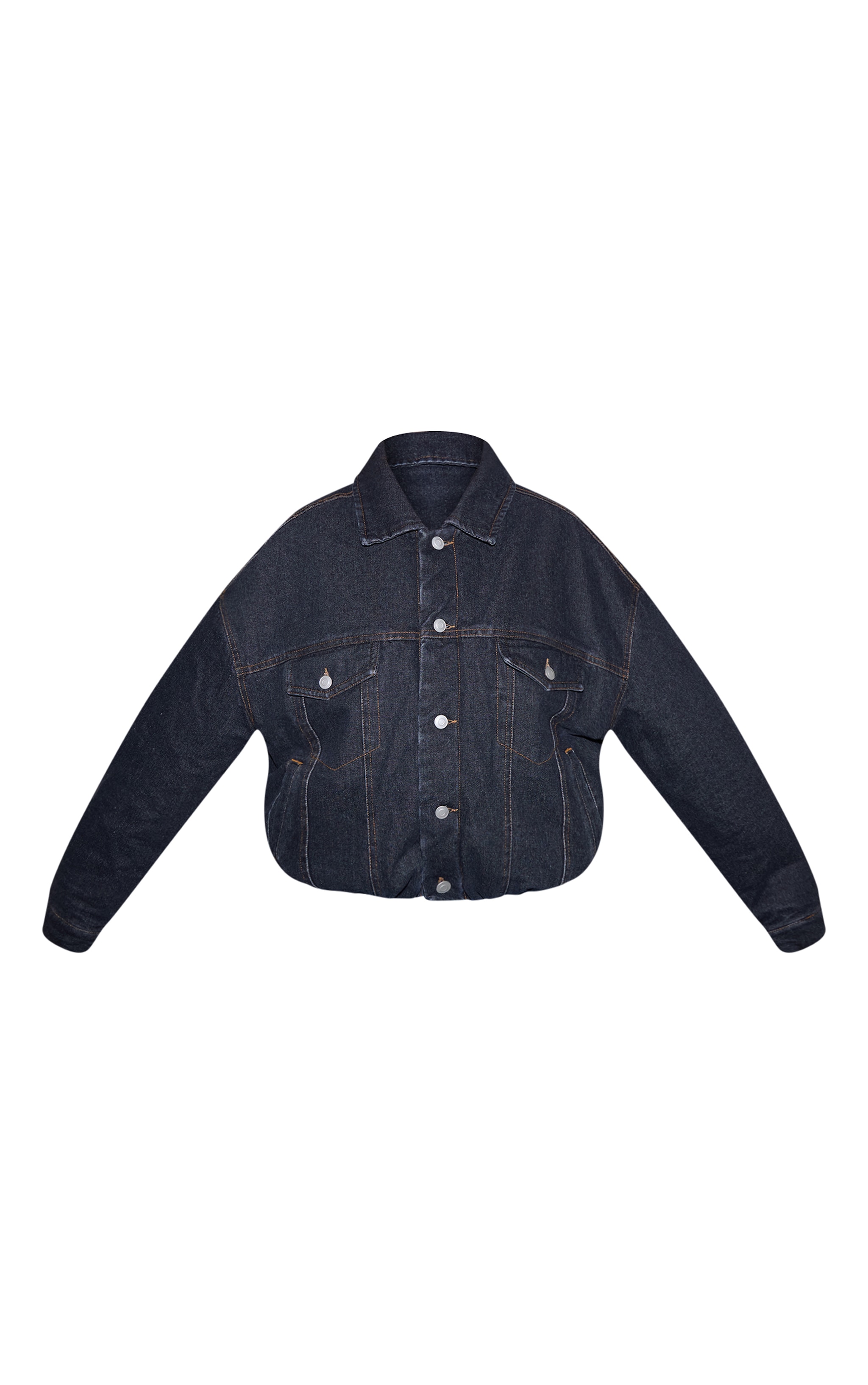 Veste en denim indigo brut matelassée courte à ourlet ballon image 5