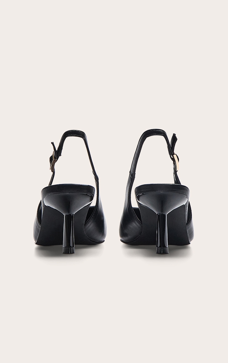 Black V Cut Sling Back Low Heeled Courts image 4