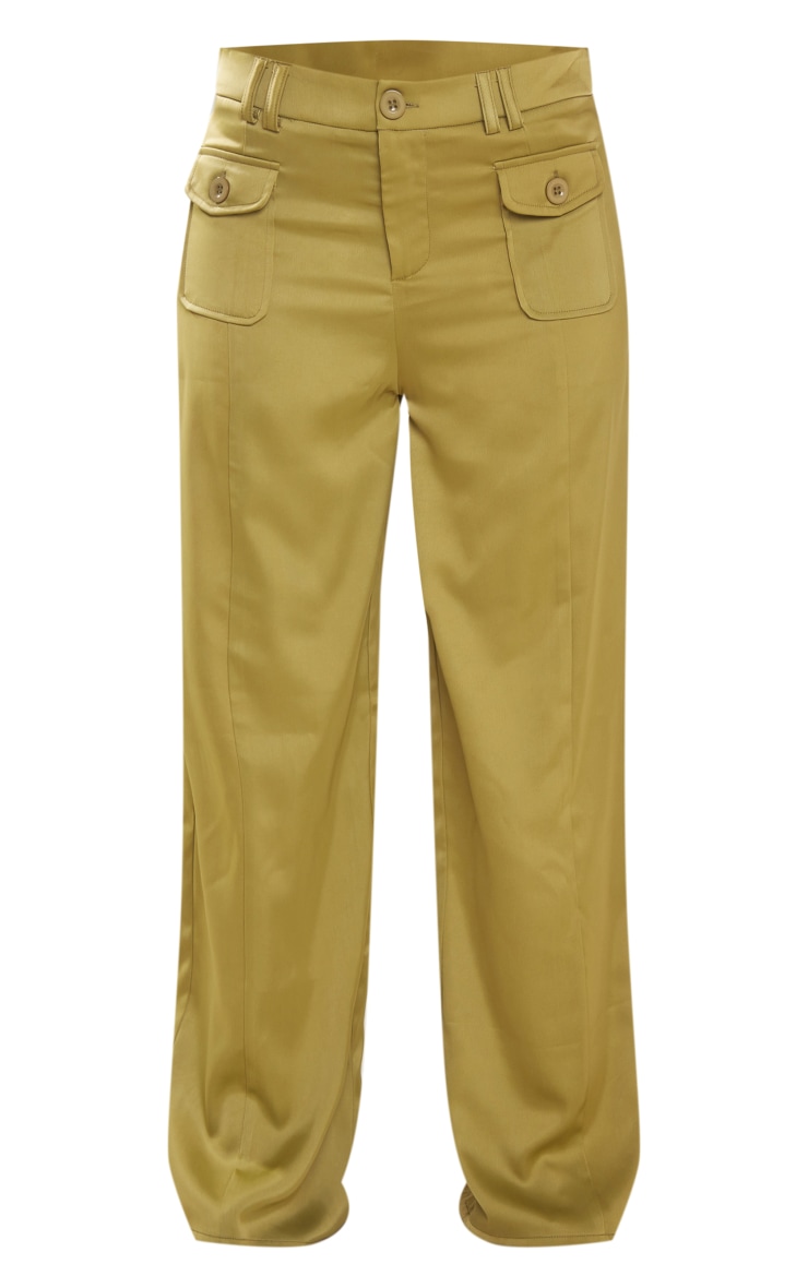 Petite Pantalon cargo droit vert olive à détail poches image 5