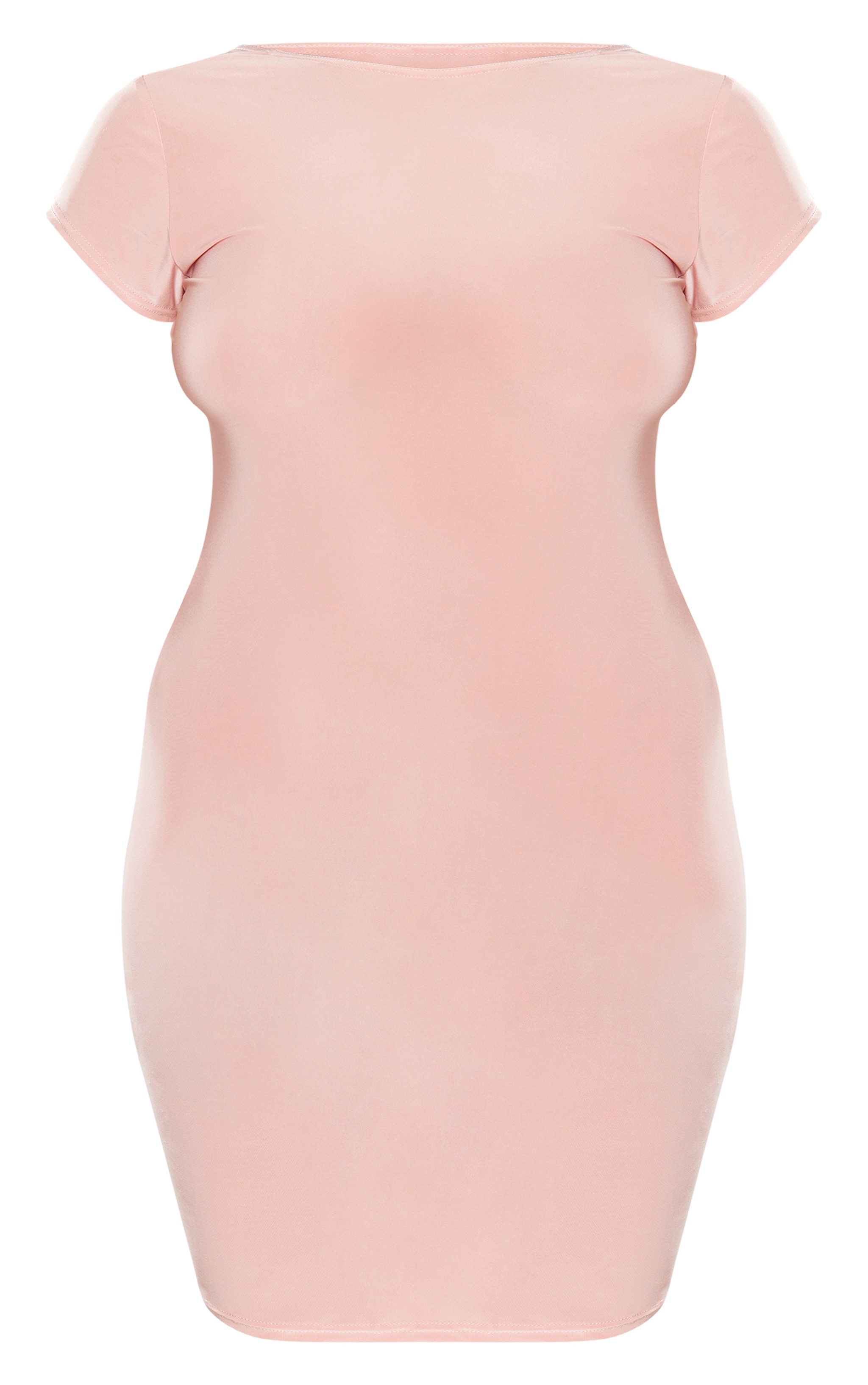 Plus Baby Pink Soft Touch Scoop Back Short Sleeve Mini Dress image 5