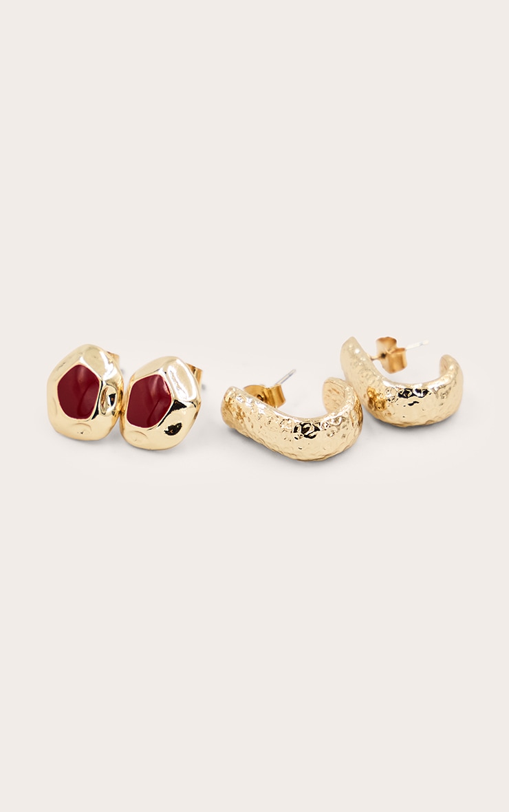 Gold Abstract Small Stud Multi-Pack image 2