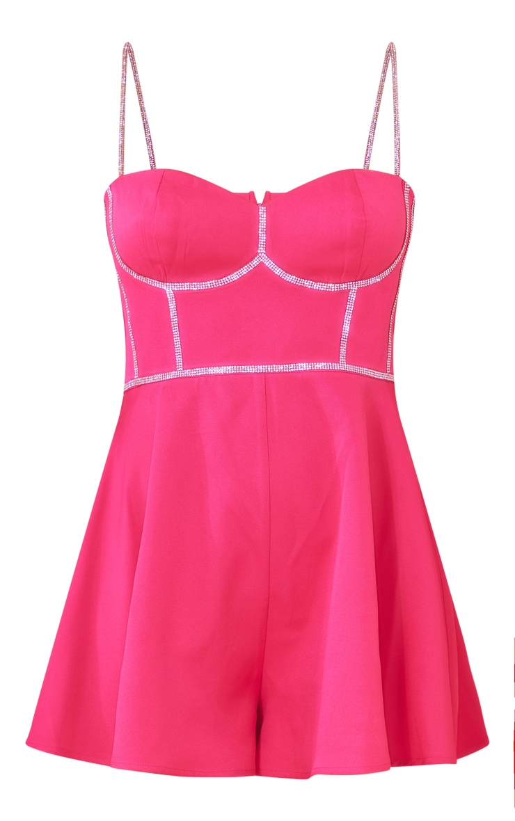 Pink Diamante Bust Detail Strappy Romper image 4