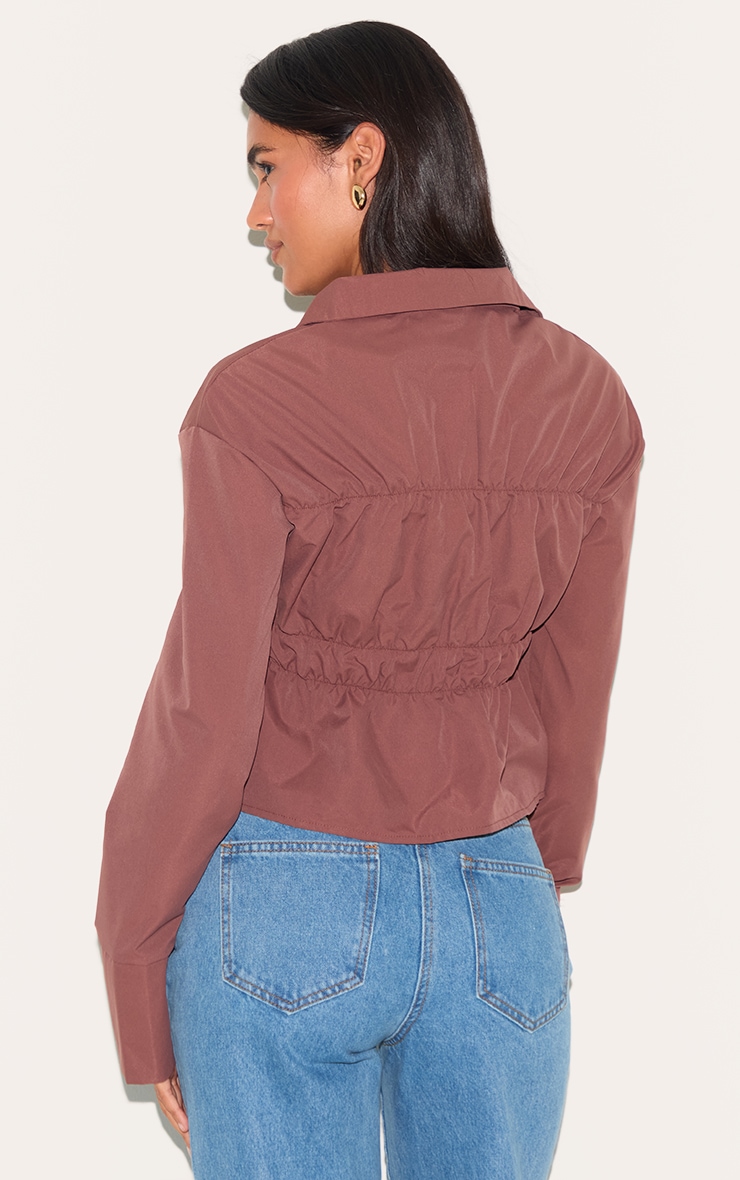 Dark Brown Shirred Shirt image 2