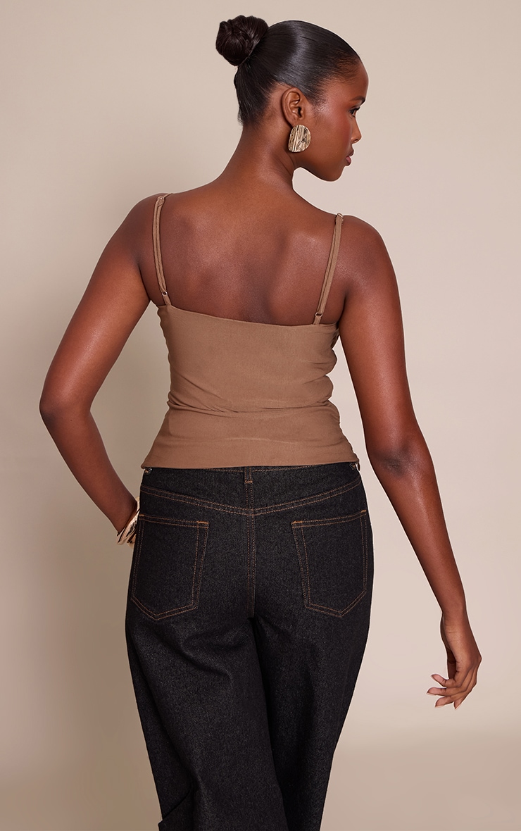 Mocha Woven Stretch Strappy Cami Top image 2