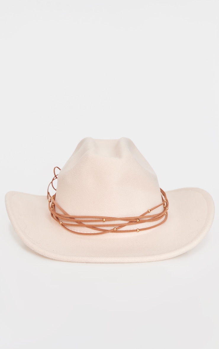 Cream Beaded Trim Cowboy Hat image 2