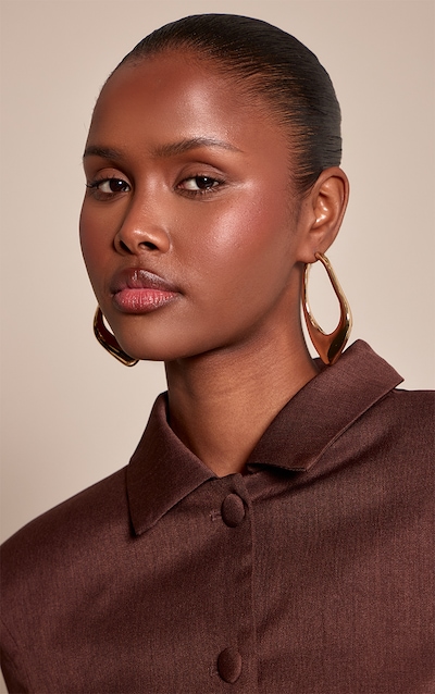 Gold Chunky Abstract Pointed Hoop Earrings