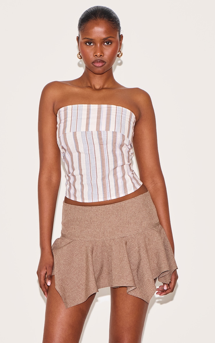 Bandeau beige léger tissé rayé à revers image 1