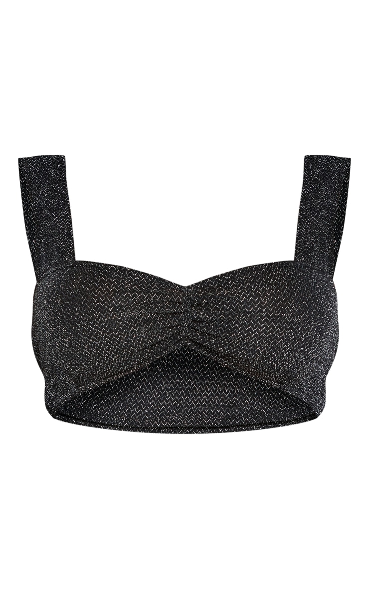 Shape Black Silver Glitter Ruched Bust Bralet image 5