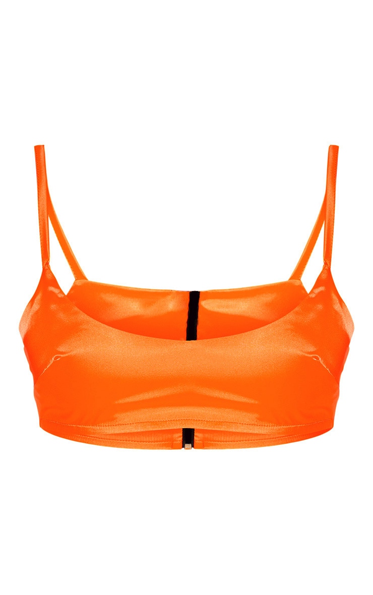 Neon Orange Satin Scoop Neck Crop Top Tops PrettyLittleThing IE