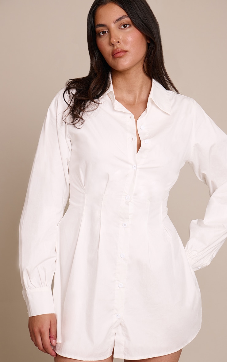 Robe chemise en popeline de coton blanche à taille cintrée image 4