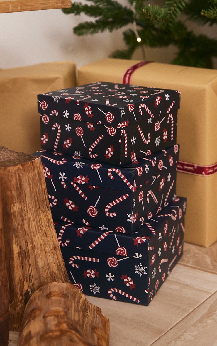 Candy Cane Christmas Gift Boxes Set Of 3 PrettyLittleThing AUS