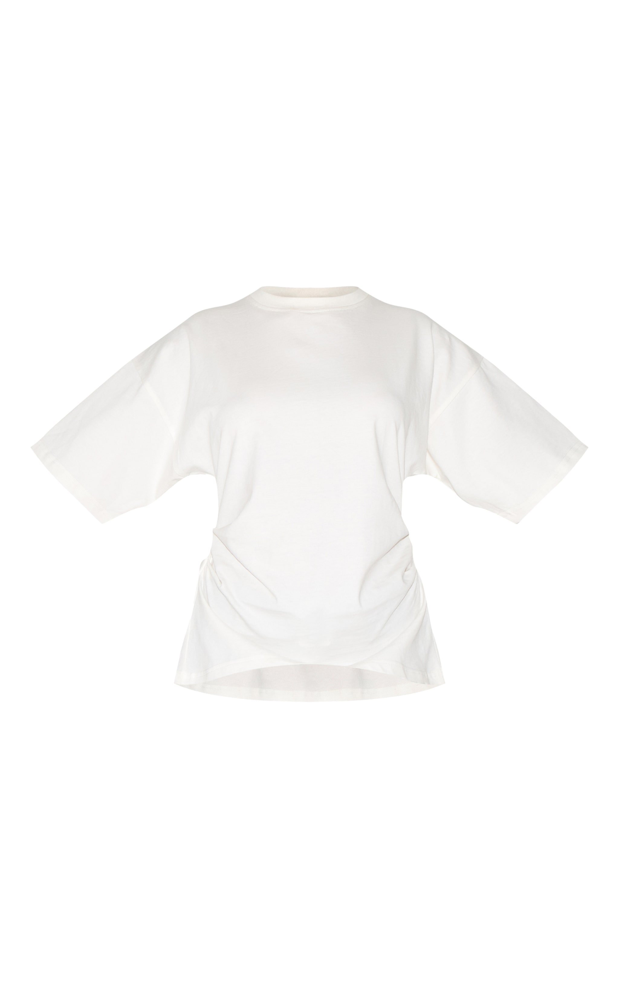 Cream Ruched Side Detail T Shirt image 5