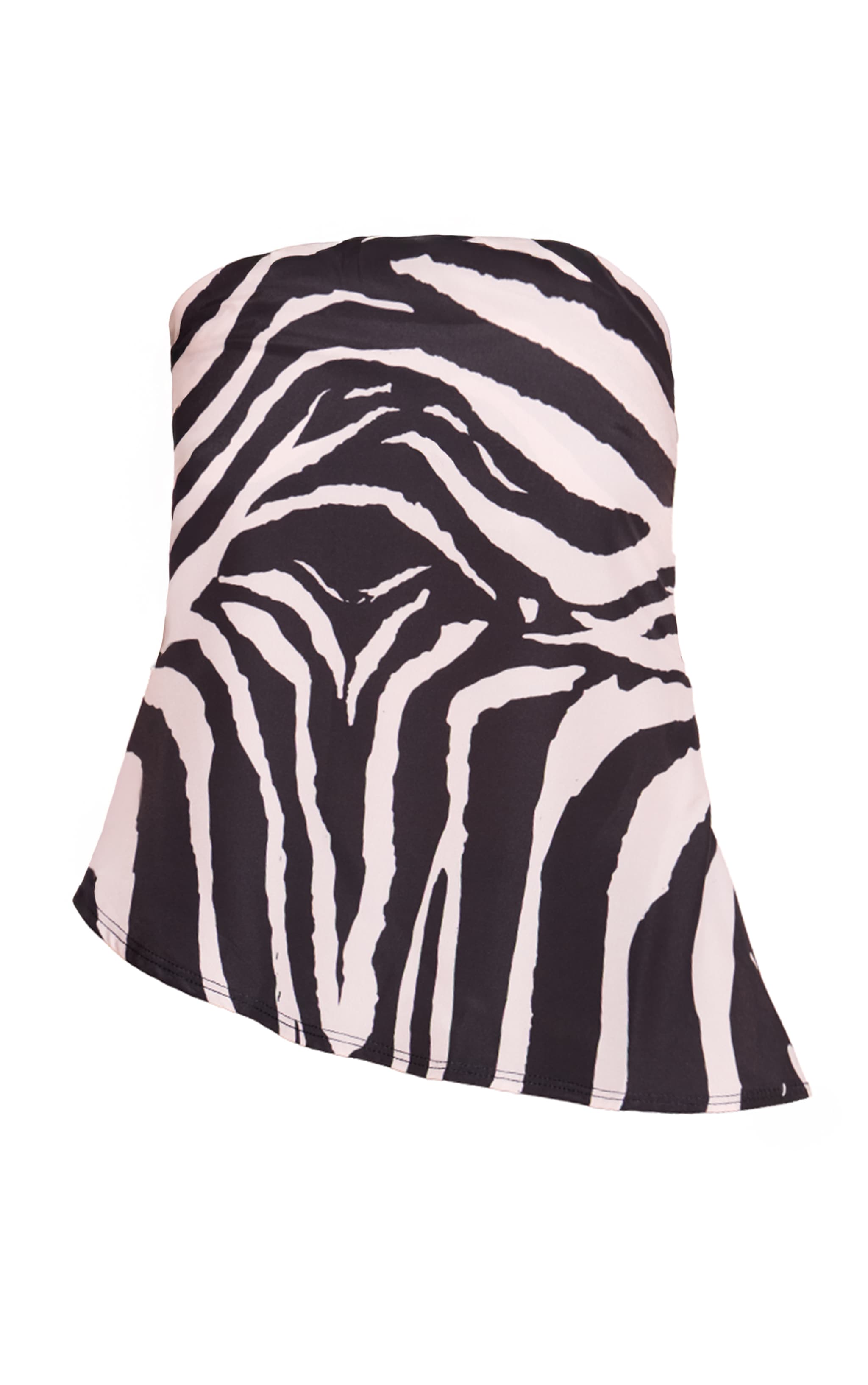 Black Zebra Print Bandeau Chiffon Top image 5
