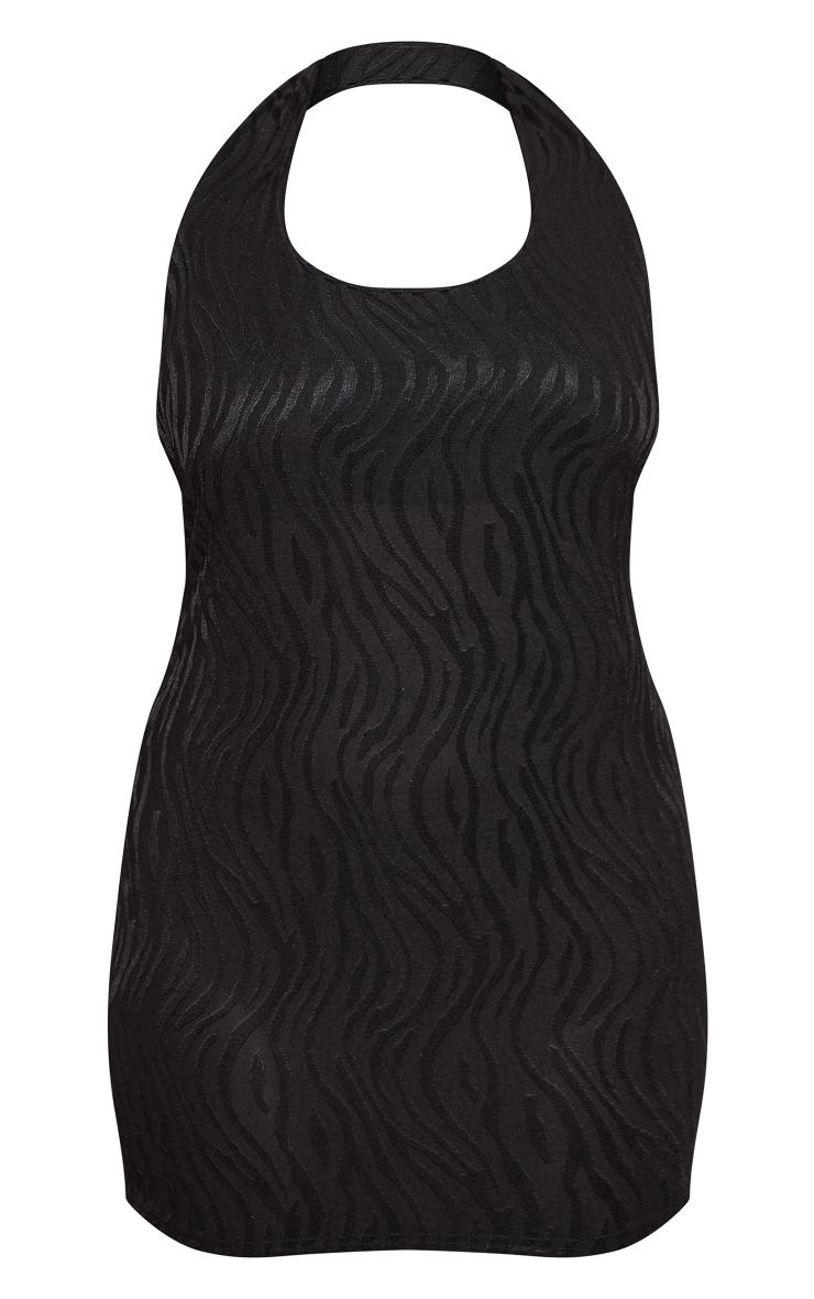 Plus Black Devore Halter Neck Mini Dress image 5