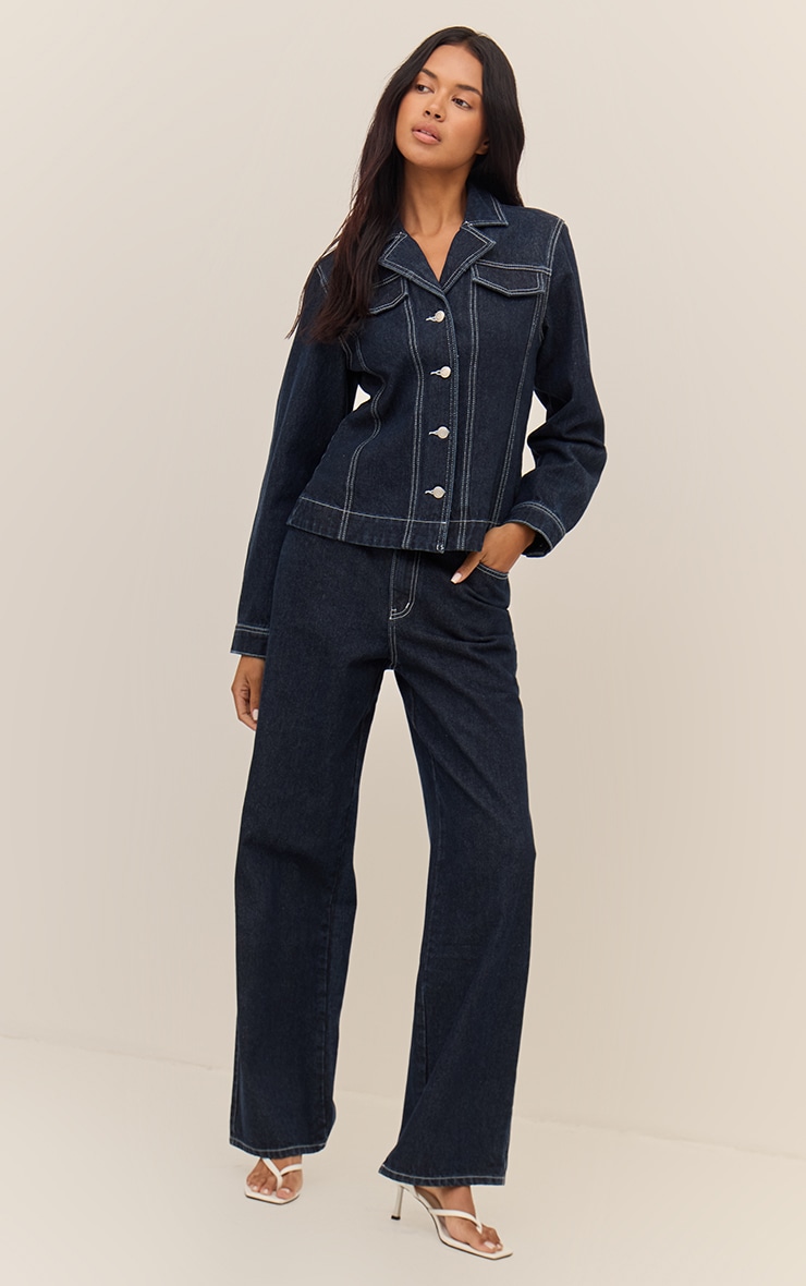 Raw Indigo Cinched Waist Denim Blazer image 3