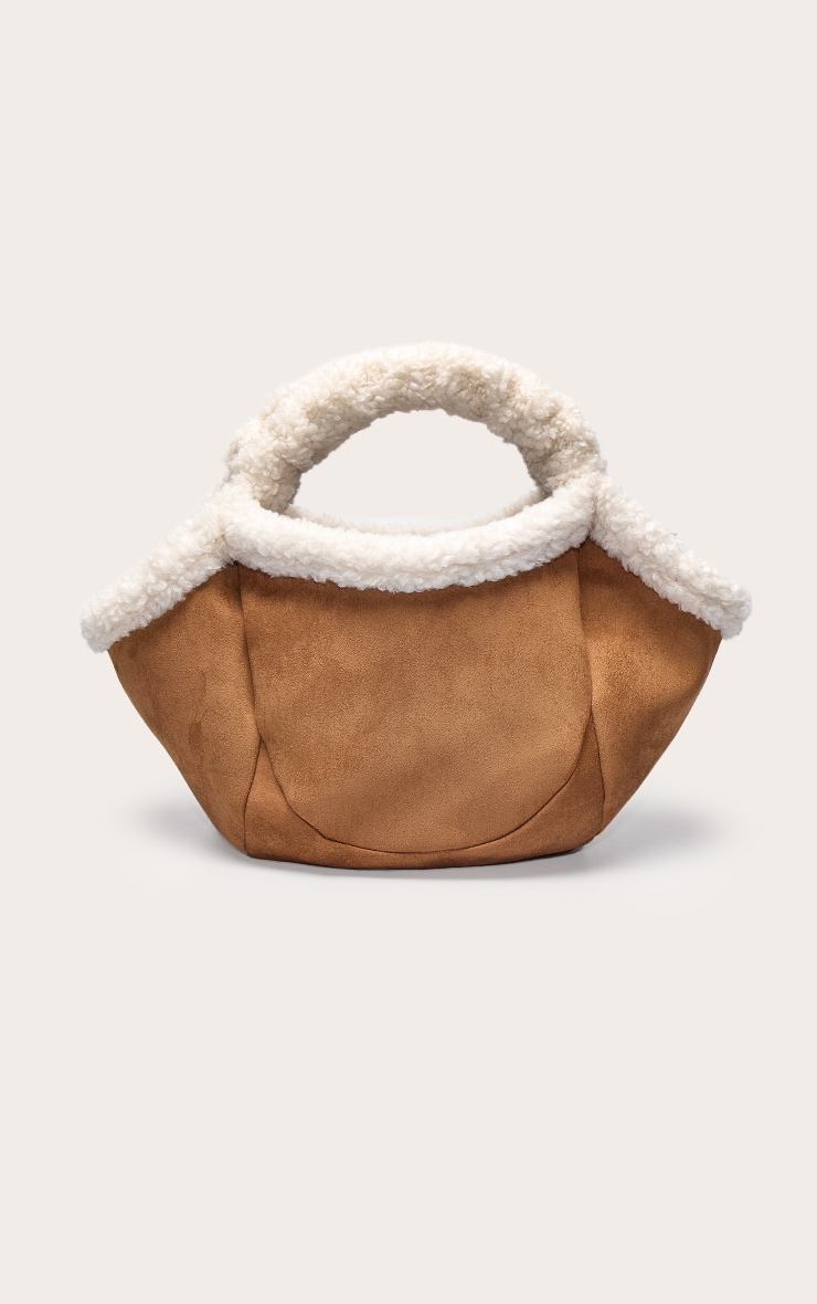 Tote bag en suédine chataîgne à doublure en fausse fourrure image 2
