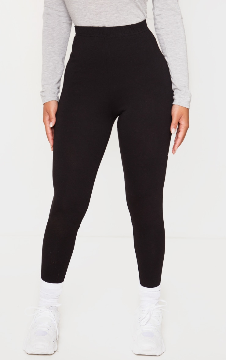 Basic Petite Black Cotton Blend Clarinda Leggings Petite PLT QA