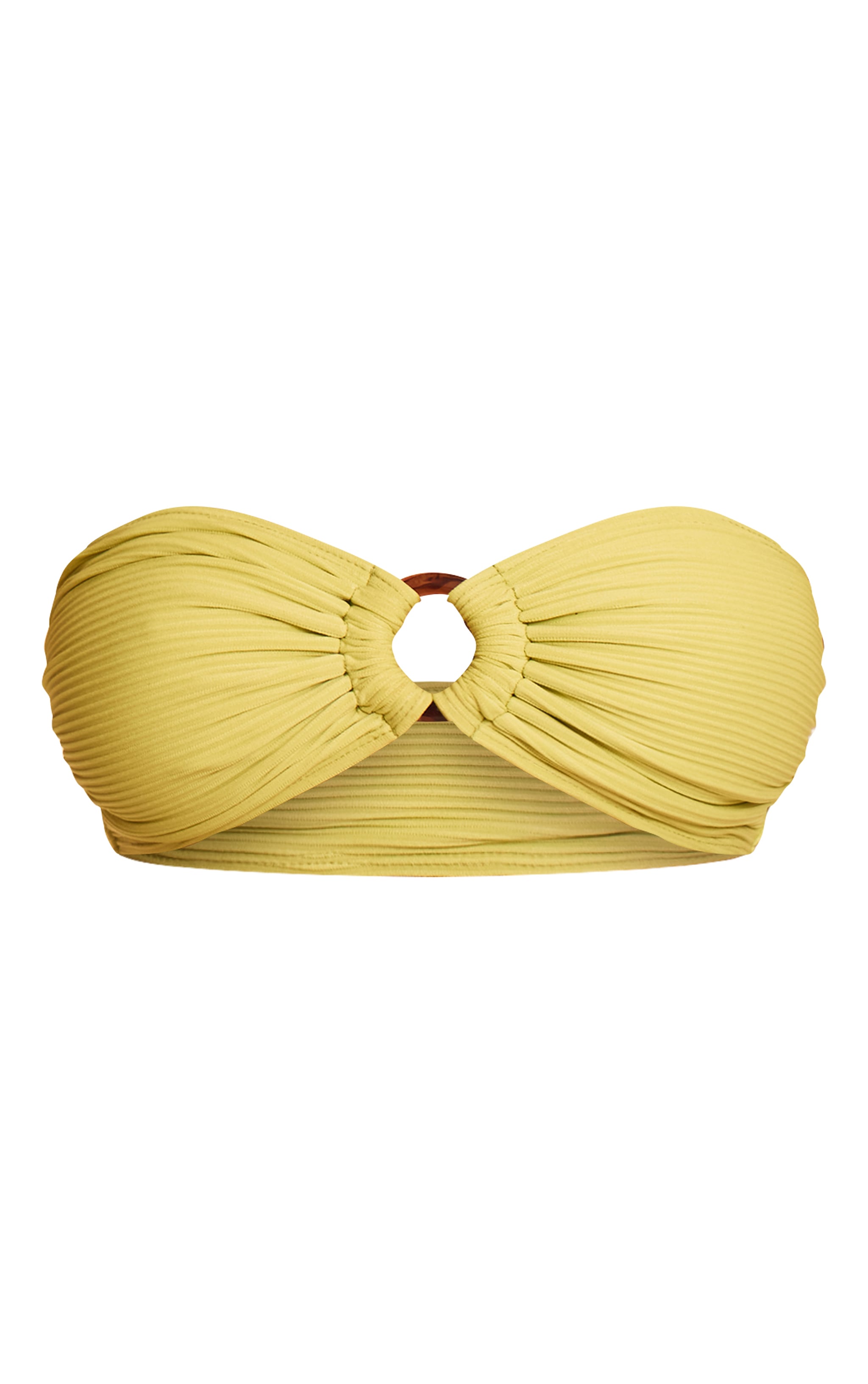 Haut de maillot de bain bandeau côtelé citron vert à anneau image 5