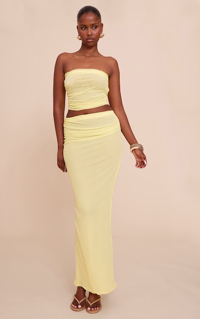 Jupe longue en mesh jaune citron