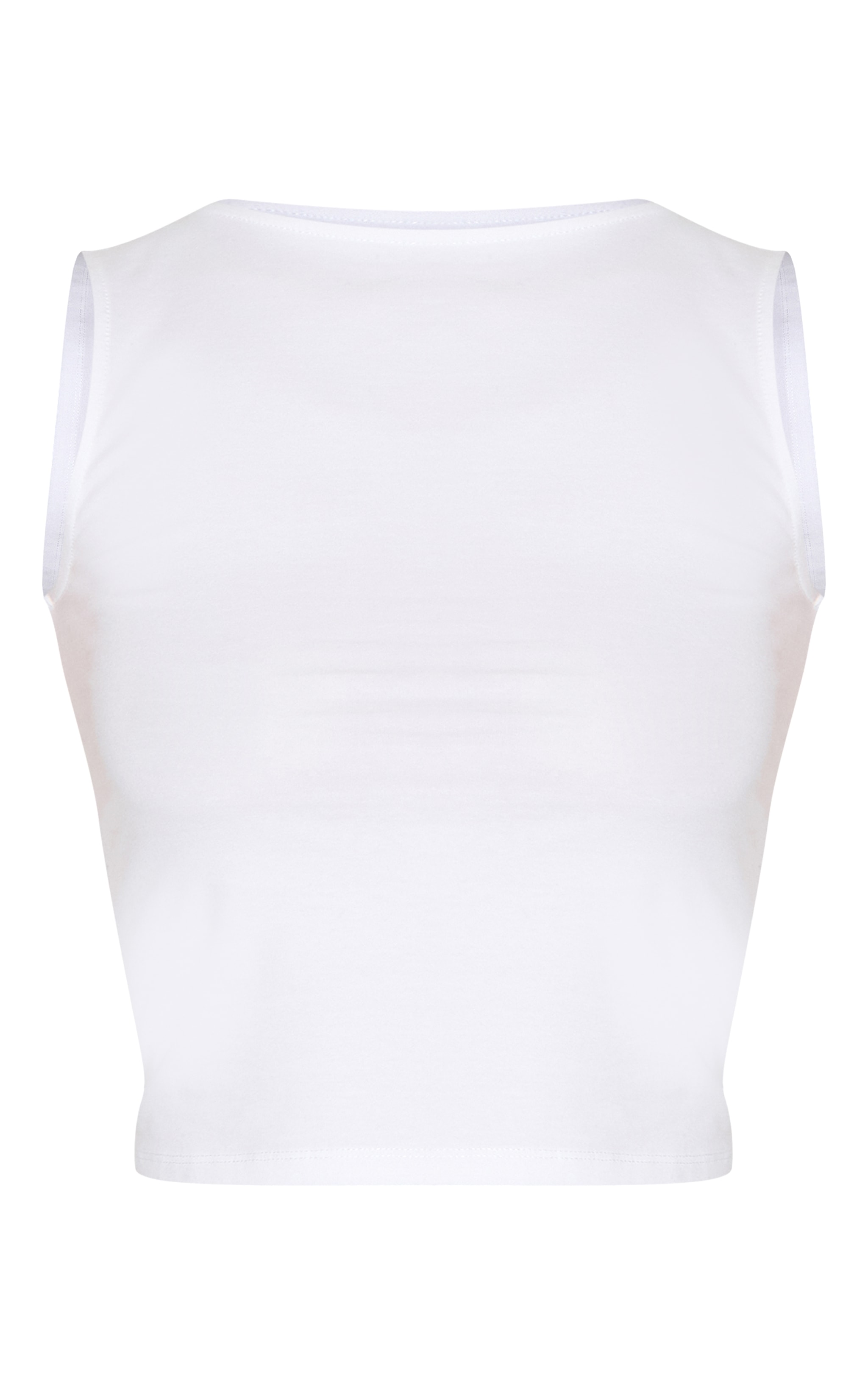 Tall White Soft Cotton Boat Neck Sleeveless Top image 5