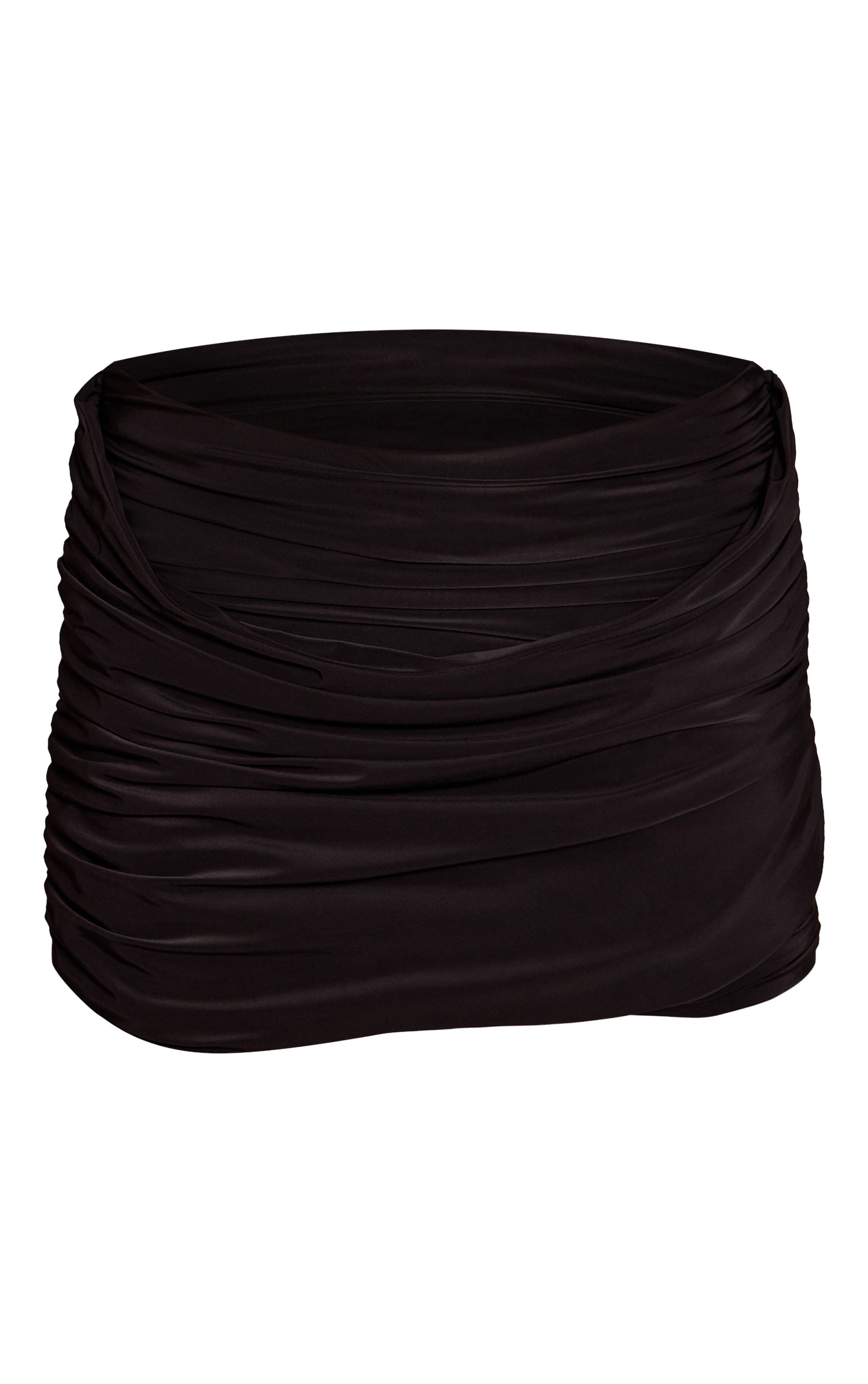 Black Double Layer Slinky Drape Mini Skirt image 6